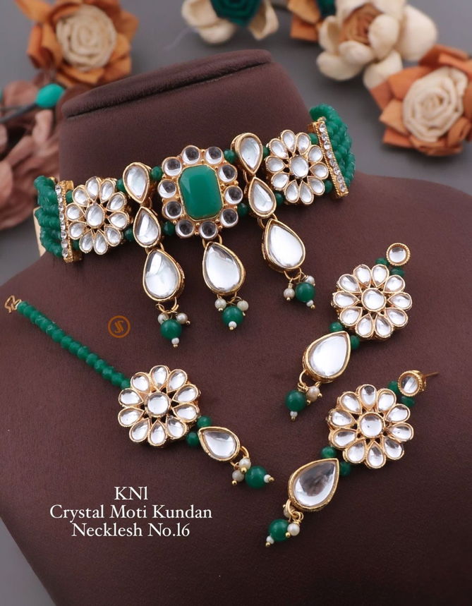 KN 16 Designer Crystal Moti Kundan Necklace Set Manufacturers
